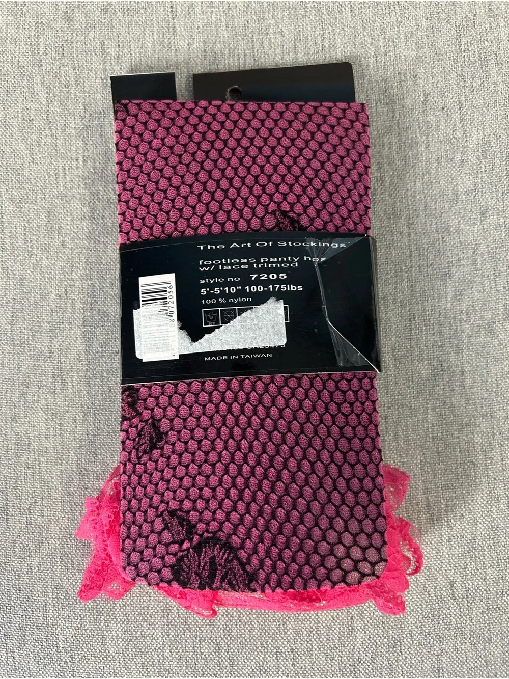 Music Legs Fishnet Thigh-Highs with Hot Pink Lace Trim